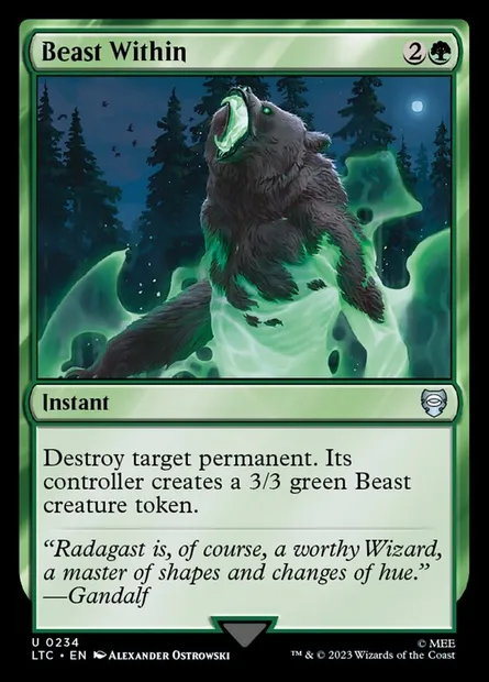 Beast Within, Magic card LTC 234 — Tales of Middle-earth Commander set
