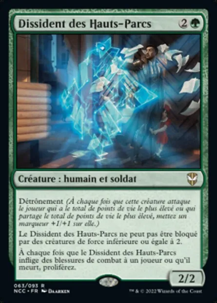 Dissident des Hauts-Parcs, carte Magic NCC 63 — extension New Capenna Commander