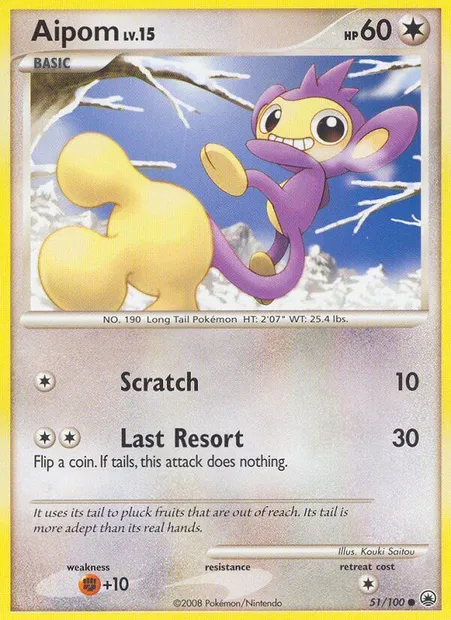 Aipom, Pokémon card MD 51 — Majestic Dawn set
