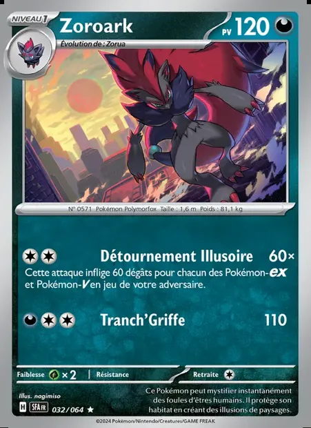 Zoroark, carte Pokémon SFA 032 — extension Fable Nébuleuse