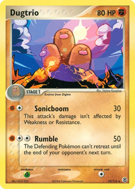 Dugtrio, Pokémon card RG 22 — FireRed & LeafGreen set