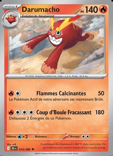 Darumacho, carte Pokémon BLK 014 — extension Foudre Noire
