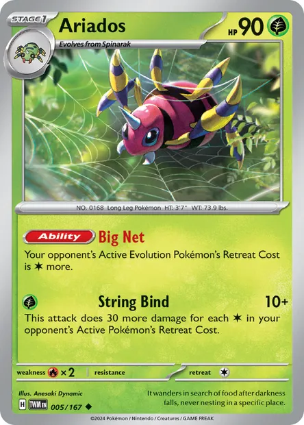 Ariados, Pokémon card TWM 005 — Twilight Masquerade set