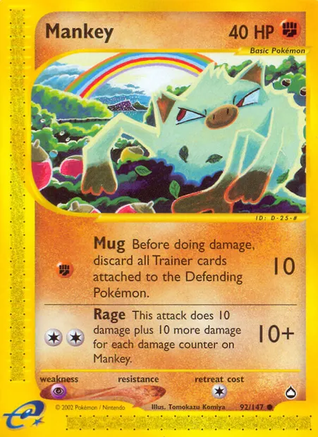 Mankey, Pokémon card AQ 92 — Aquapolis set
