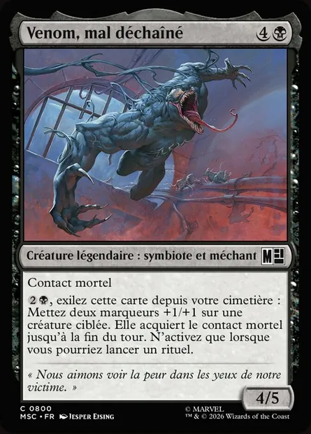 Venom, mal déchaîné, carte Magic MSC 800 — extension Marvel Super Heroes Commander
