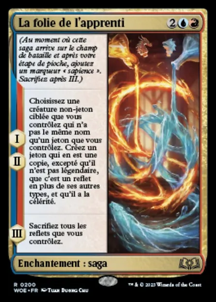La folie de l'apprenti, carte Magic WOE 200 — extension Wilds of Eldraine
