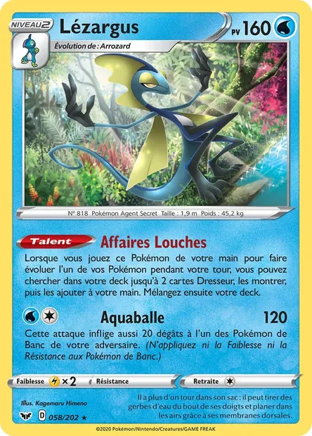 Lézargus, carte Pokémon SSH 58 — extension Épée et Bouclier