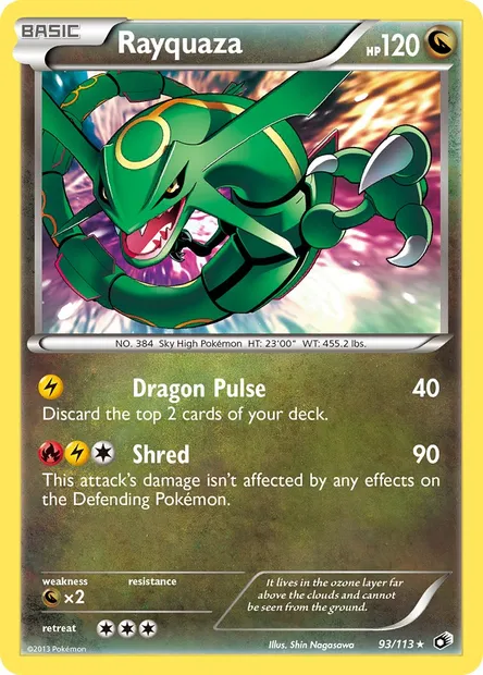 Rayquaza, Pokémon card LTR 93 — Legendary Treasures set