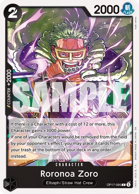 Roronoa Zoro, One Piece card OP17-095 — THE WORLD’S STRONGEST WARRIORS set