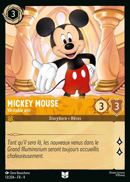 Mickey Mouse - Véritable ami, carte Disney Lorcana CH9-013 — extension Fabuleux