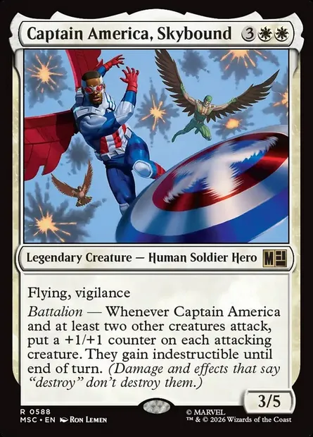 Captain America, Skybound, Magic card MSC 588 — Marvel Super Heroes Commander set