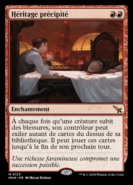 Héritage précipité, carte Magic MKM 123 — extension Murders at Karlov Manor