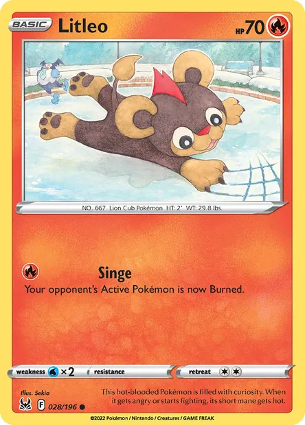 Litleo, Pokémon card LOR 028 — Lost Origin set