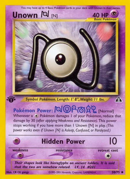 Unown [N], Pokémon card ND 50 — Neo Discovery set