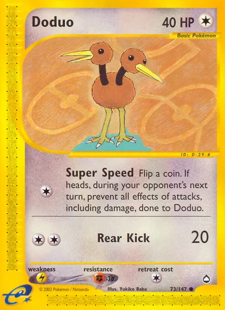 Doduo, Pokémon card AQ 73 — Aquapolis set