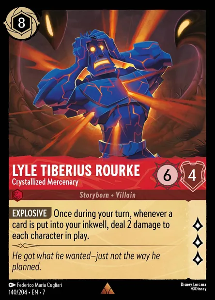 Lyle Tiberius Rourke - Crystallized Mercenary, Disney Lorcana card CH7-140 — Archazia's Island set