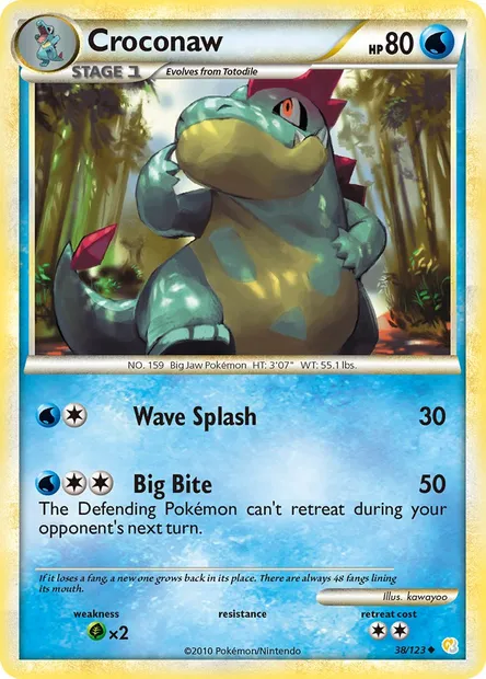 Croconaw, Pokémon card HS 38 — HeartGold SoulSilver set