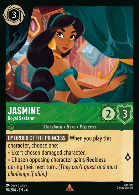 Jasmine - Royal Seafarer, Disney Lorcana card CH6-070 — Azurite Sea set