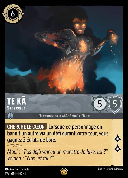 Te Kā - Sans cœur, carte Disney Lorcana CH1-192 — extension Premier Chapitre