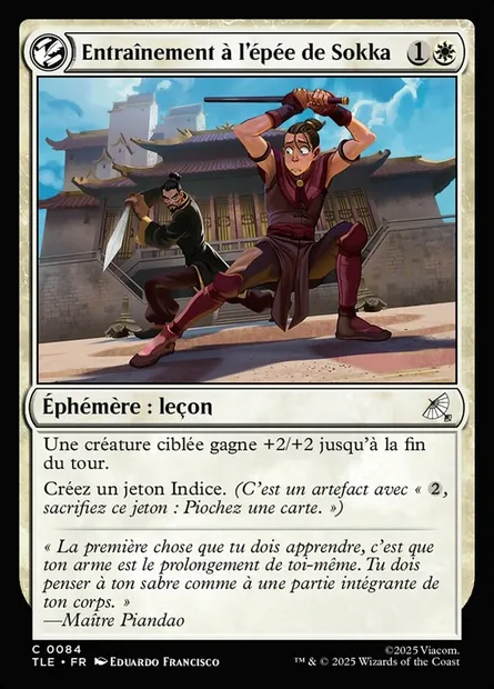 Entraînement à l'épée de Sokka, carte Magic TLE 84 — extension Avatar: The Last Airbender Eternal