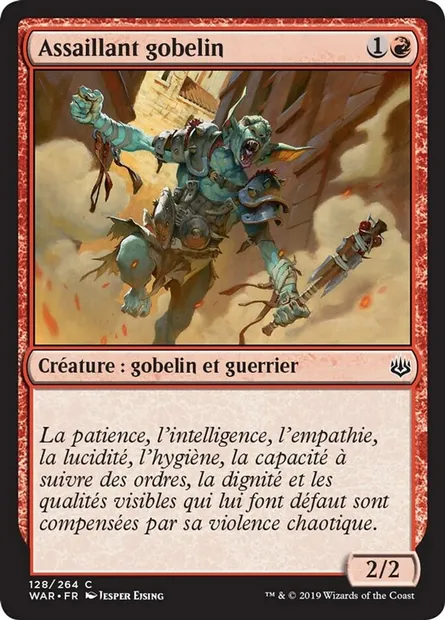 Assaillant gobelin, carte Magic WAR 128 — extension La guerre des Planeswalkers