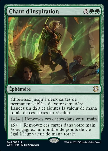 Chant d'inspiration, carte Magic AFC 42 — extension Forgotten Realms Commander