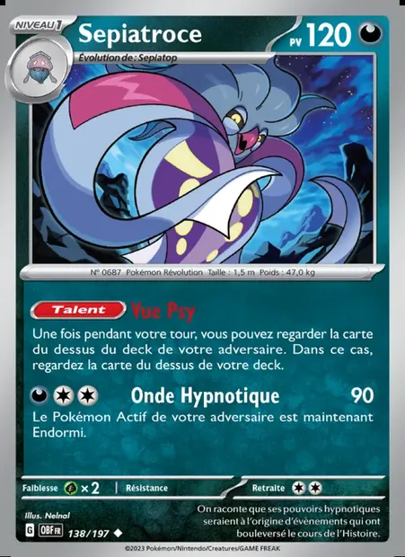 Sepiatroce, carte Pokémon OBF 138 — extension Flammes Obsidiennes
