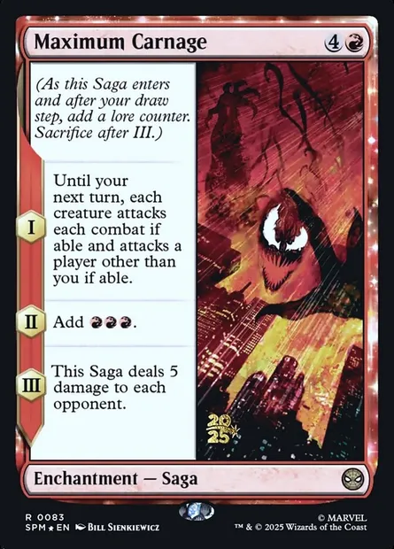 Carnage maximum, carte Magic PSPM 83s — extension Marvel's Spider-Man Promos