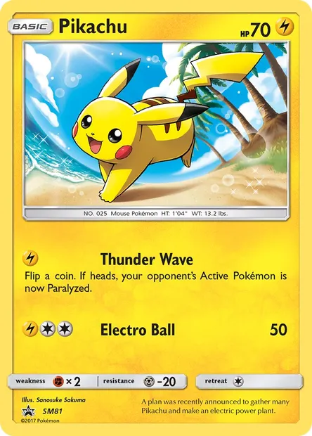Pikachu, carte Pokémon SM 81 — extension Promo SM