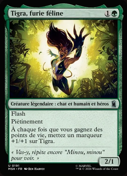 Tigra, furie féline, carte Magic MSH 191 — extension Marvel Super Heroes