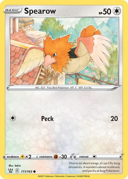 Spearow, Pokémon card BST 111 — Battle Styles set