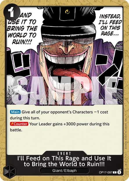 I'll Feed on This Rage and Use It to Bring the World to Ruin!!!, One Piece card OP17-097 — THE WORLD’S STRONGEST WARRIORS set