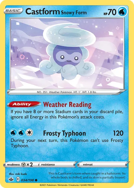 Castform Snowy Form, Pokémon card CRE 34 — Chilling Reign set