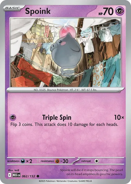 Spoink, Pokémon card MEG 062 — Mega Evolution set