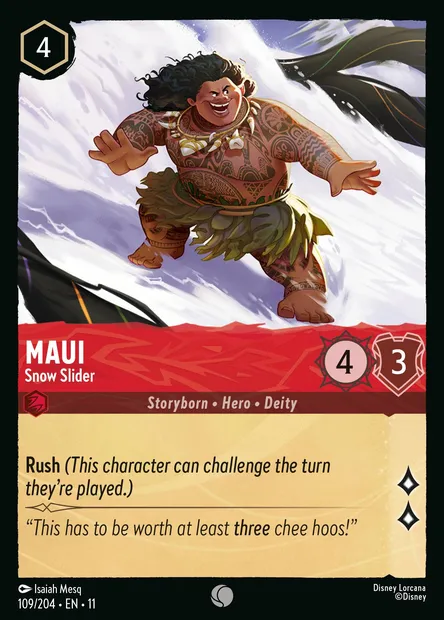 Maui - Snow Slider, Disney Lorcana card CH11-109 — Winterspell set