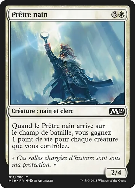 Prêtre nain, carte Magic M19 11 — extension Core Set 2019