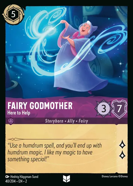 Fairy Godmother - Here to Help, Disney Lorcana card CH2-040 — Rise of the Floodborn set