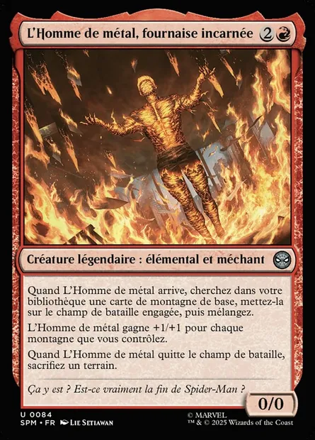 L'Homme de métal, fournaise incarnée, carte Magic SPM 84 — extension Marvel's Spider-Man