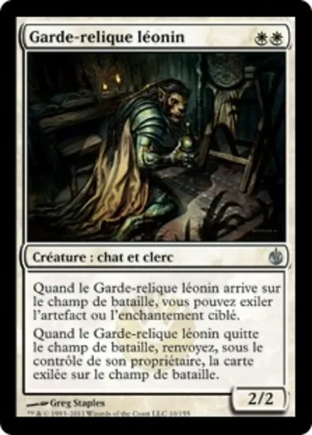 Garde-relique léonin, carte Magic MBS 10 — extension Mirrodin assiégé