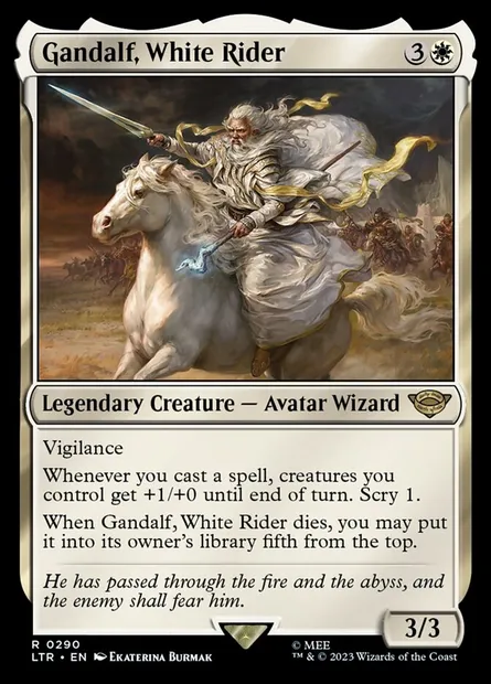 Gandalf, White Rider, Magic card LTR 290 — The Lord of the Rings: Tales of Middle-earth set