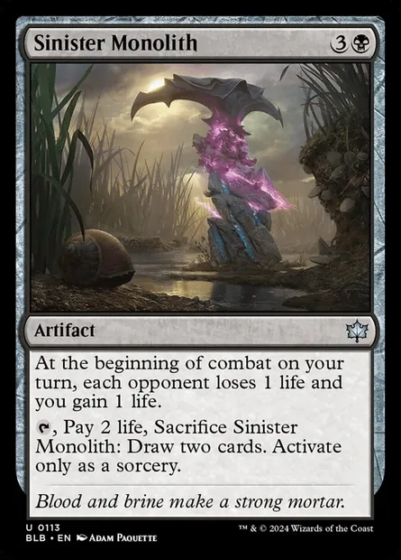 Sinister Monolith, Magic card BLB 113 — Bloomburrow set
