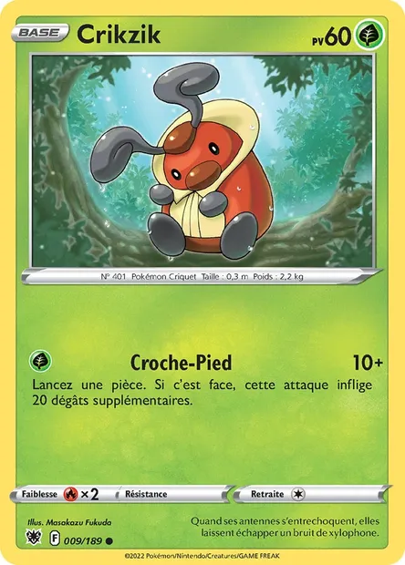 Crikzik, carte Pokémon ASR 009 — extension Astres Radieux