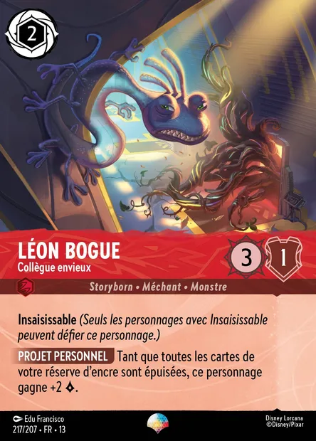 Léon Bogue - Collègue envieux, carte Disney Lorcana CH13-217 — extension Invasion Epineuse!