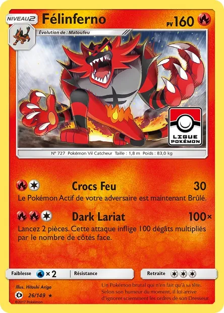 Félinferno, carte Pokémon SUM 26 — extension Soleil et Lune