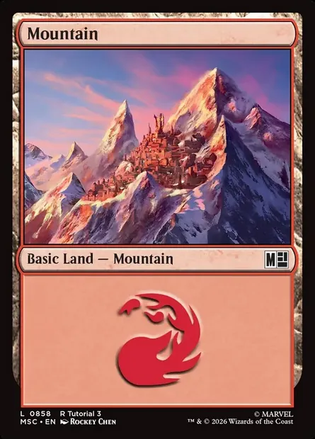 Mountain, Magic card MSC 858 — Marvel Super Heroes Commander set