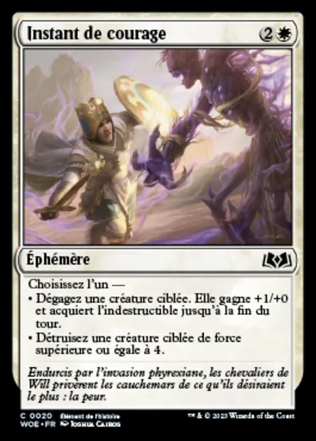 Instant de courage, carte Magic WOE 20 — extension Wilds of Eldraine