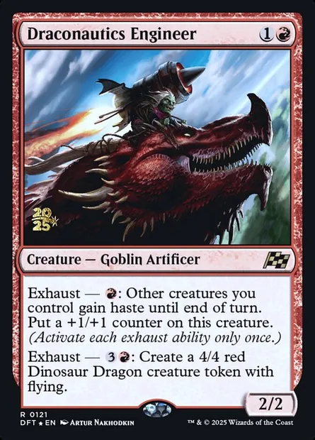 Draconautics Engineer, Magic card PDFT 121s — Aetherdrift Promos set