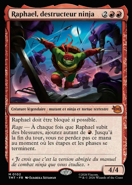Raphael, destructeur ninja, carte Magic TMT 102 — extension Teenage Mutant Ninja Turtles