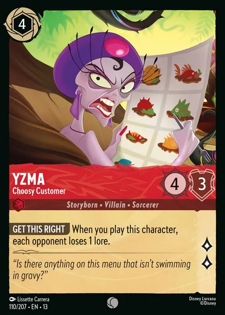 Yzma - Choosy Customer, Disney Lorcana card CH13-110 — Attack of the Vine! set