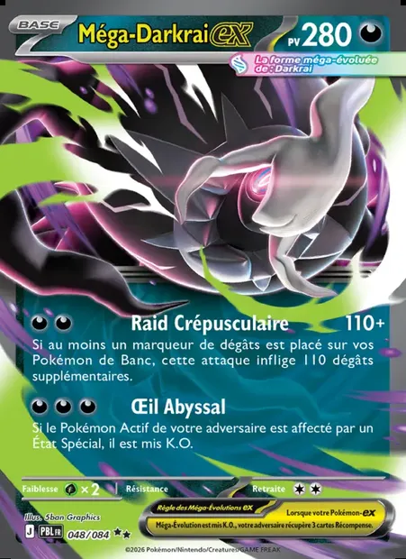 Méga-Darkrai-ex, carte Pokémon PBL 048 — extension Nuit Noire